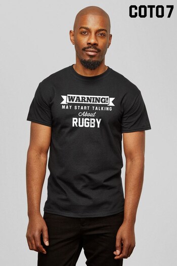 Coto7 Navy Warning May Start Talking About Rugby Men's T-Shirt by Coto7 (K53214) | £21