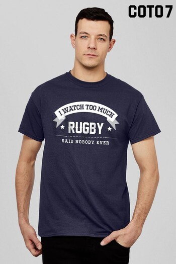 Coto7 Navy I Watch Too Much Rugby Said Nobody Ever Men's T- Shirt by Coto7 (K53215) | £21