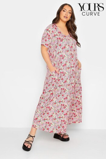 Yours Curve Pink Pleat Front Maxi Dress (K53330) | £33