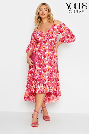 Yours Curve Pink Cold Shoulder Midaxi Dress (K53331) | £33
