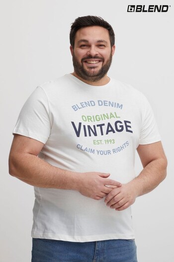Blend White Plus Size Vintage Print T-Shirt (K53436) | £12