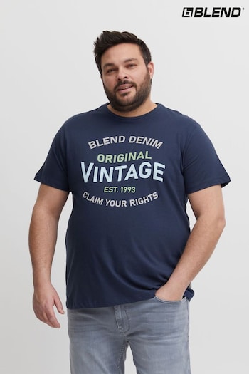 Blend Blue Plus Size Vintage Print T-Shirt (K53437) | £12
