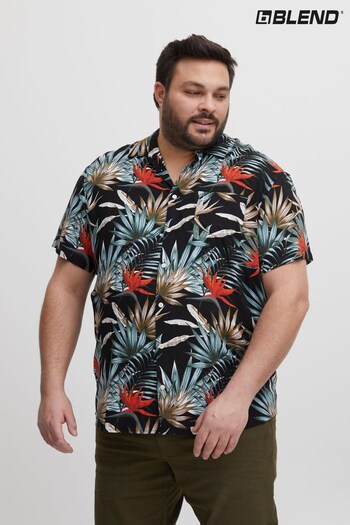 Blend Black Plus Size Retro Tropical Printed Resort Short Sleeve Shirt (K53443) | £35
