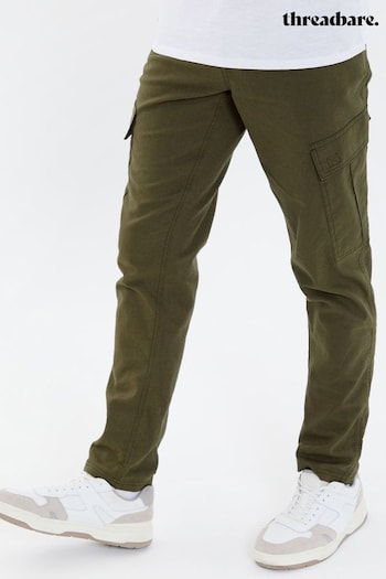 Threadbare Green Linen Blend Pull On Cargo Trousers (K53598) | £32