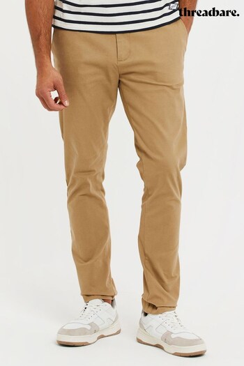 Threadbare Neutral Cotton Twill Chino Trousers With Stretch (K53606) | £26