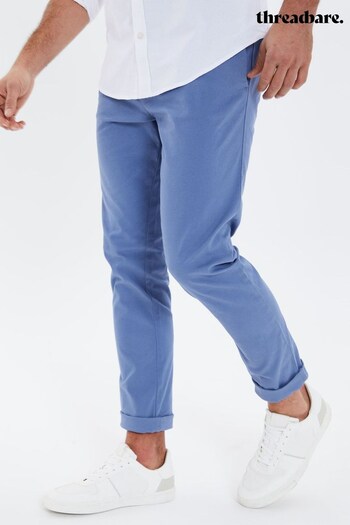 Threadbare Blue Cotton Twill Chino Trousers With Stretch (K53607) | £26
