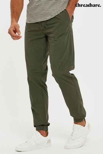 Threadbare Green Cotton Jogger Style Cuffed Trousers (K53614) | £30