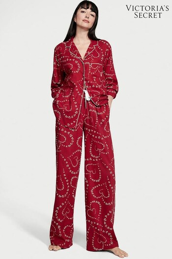 Victoria's Secret Red Swirl Heart Flannel Long Pyjamas (K53645) | £49