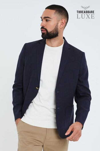 Threadbare Blue Luxe Linen Blend Single Breasted Blazer (K53693) | £75