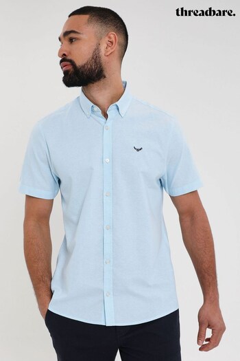 Threadbare Blue Oxford Cotton Short Sleeve Shirt (K53739) | £22