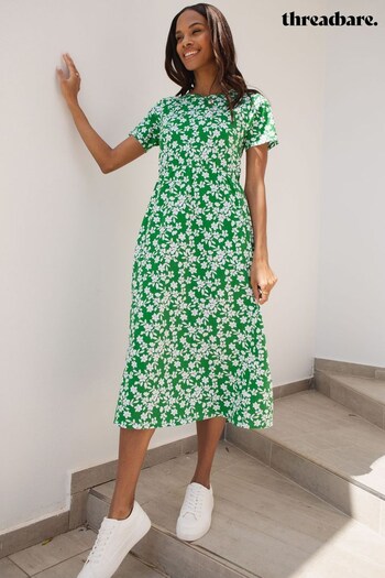 Threadbare Green Cotton Smock-Style Midi Dress (K53761) | £24