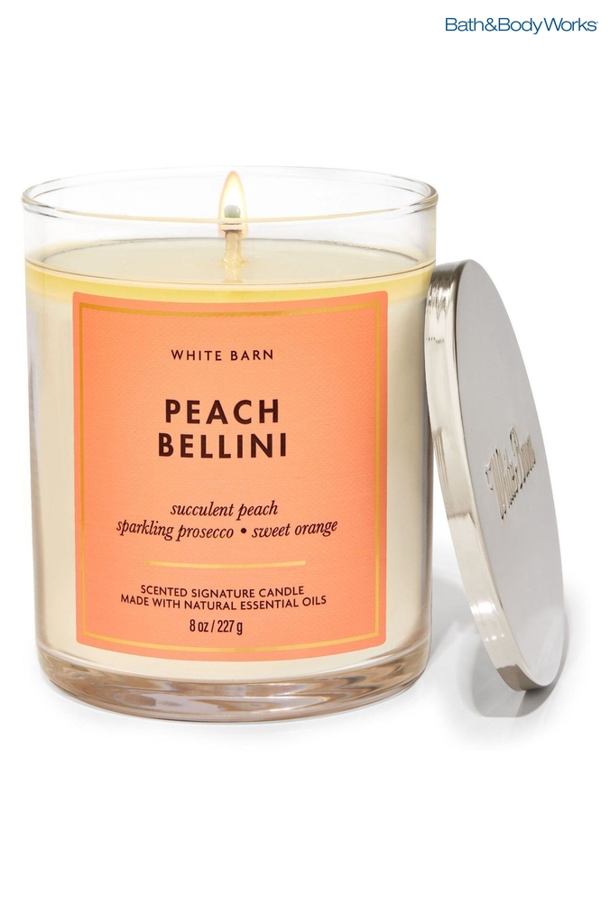 Bath & Body Works Peach Bellini Peach Bellini Signature Single Wick Candle 8 oz / 227 g (K53843) | £23.50