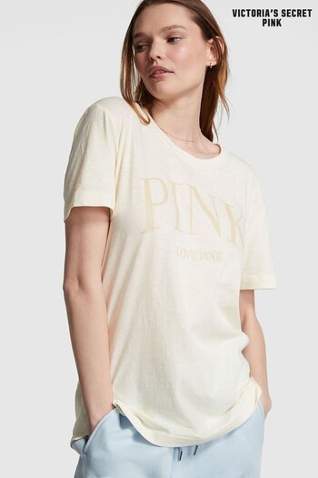Victoria's Secret PINK Cream Short Sleeve Slub T-Shirt (K53861) | £26