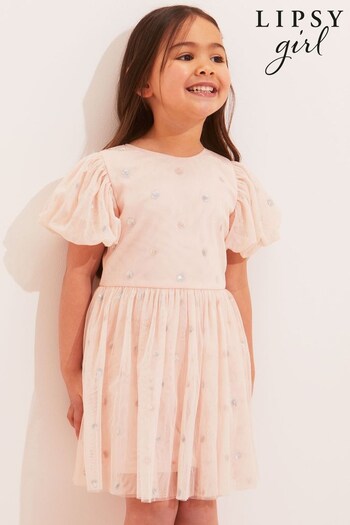 Lipsy Pink Mini Sequin Spot Puff Sleeve Dress (K53909) | £38 - £41