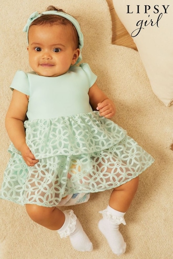 Lipsy Green Baby 2in1 Embroidered Dress (K53988) | £34