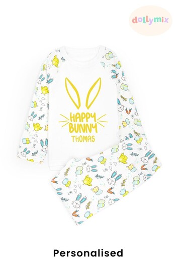 Personalised Kids Happy Bunny Pyjamas by Dollymix (K54130) | £28