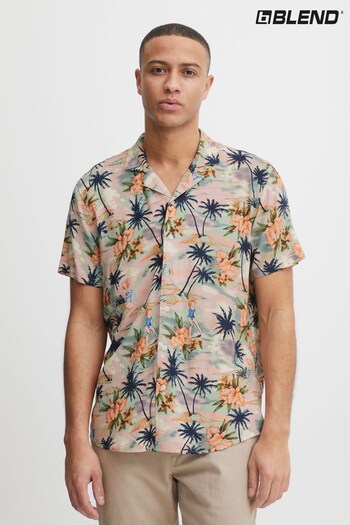Blend Brown Retro Tropical Printed Resort Short Sleeve Shirt (K54181) | £35