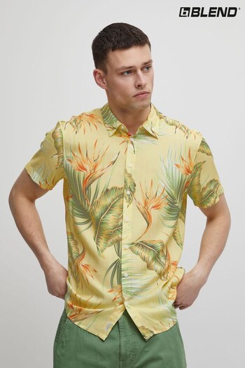Blend Yellow Multi Flower Printed Short Sleeve Shirt (K54183) | £30