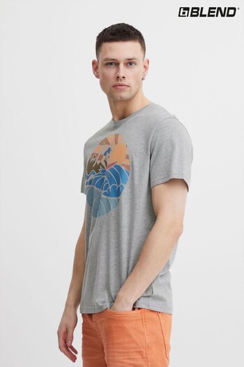 Blend Grey Wave Rider Printed T-Shirt (K54186) | £18