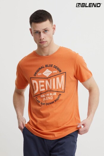 Blend orange Original 3 Colour Denim Printed T-Shirt (K54193) | £12