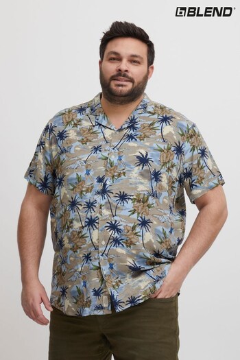 Blend Green Plus Size Retro Tropical Printed Resort Short Sleeve Shirt (K54195) | £35