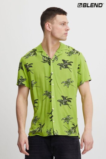 Blend Green Flower Printed Resort Short Sleeve Shirt (K54196) | £35