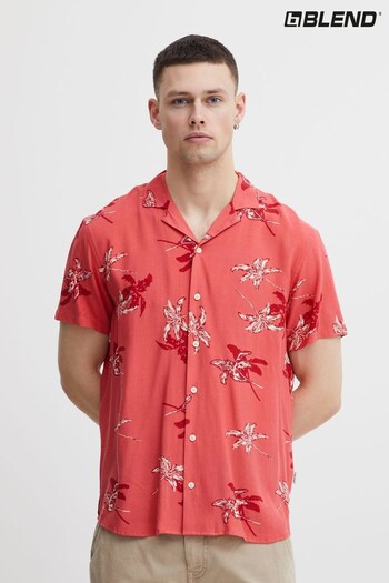 Blend Red Flower Printed Resort Short Sleeve Shirt (K54198) | £35