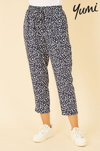 Yumi Blue Animal Print Cropped Trouser (K54227) | £50