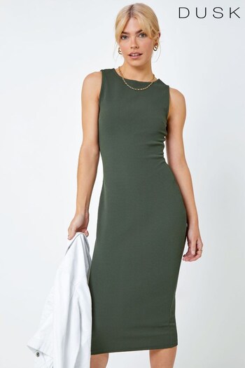 Dusk Green Sleeveless Midi Stretch Dress (K54282) | £36