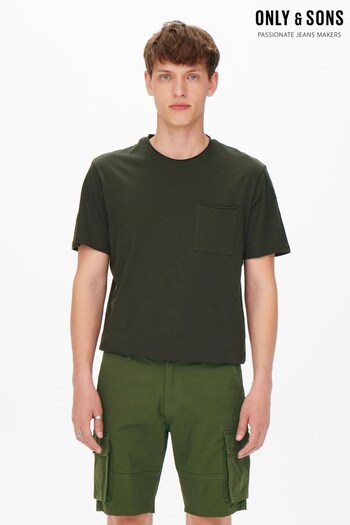 Only & Sons Khaki Green Cargo Shorts (K54405) | £30