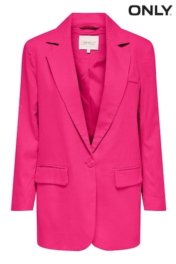 ONLY Bright Pink Linen Blend Tailored Blazer (K54578) | £26