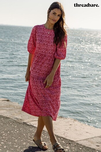 Threadbare Pink Midi Cotton Jersey Dress With Pockets (K54605) | £30