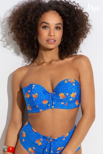 Pour Moi Blue Floral Santa Cruz Strapless Lightly Padded Underwired Top (K54655) | £34