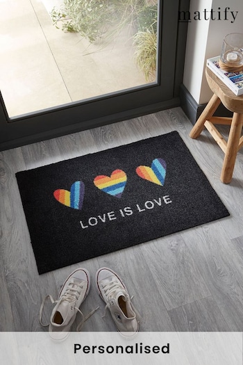 Personalised Rainbow Heart Doormat By Mattify (K54775) | £59