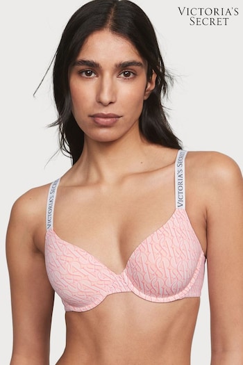 Victoria's Secret Purest Pink Lightly Lined Demi Logo Strap T-Shirt Bra (K54806) | £35