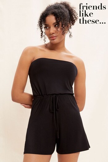 Friends Like These Black Bandeau Jersey Belted Playsuit (K54892) | £18