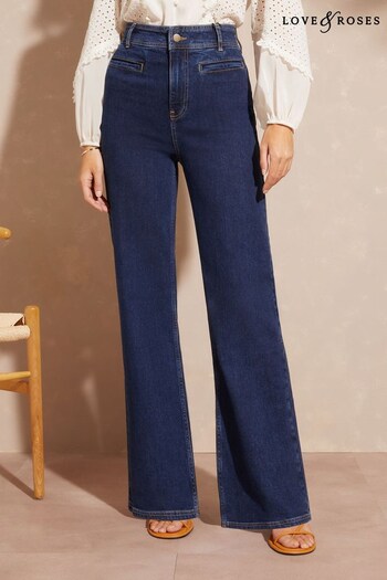 Love & Roses Blue High Waist Wide Leg corded Jeans (K55000) | £49