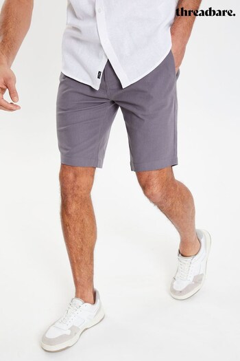 Threadbare Grey Cotton Slim Fit Chino Shorts With Stretch (K55044) | £22
