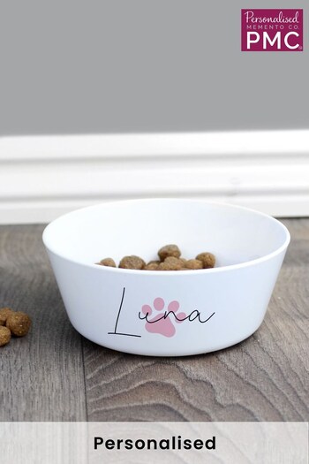 Personalised Pink Paw Plastic Cat Bowl by PMC (K55062) | £10