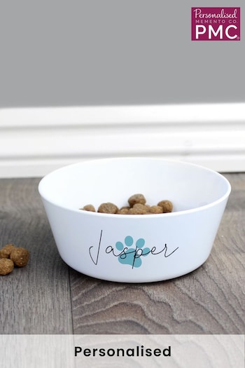 Personalised Paw Print Plastic Cat Bowl by PMC (K55063) | £10