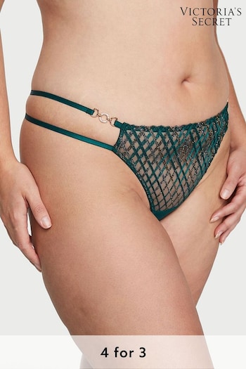 Victoria's Secret Black Ivy Green Geo Embroidered Knickers (K55077) | £29