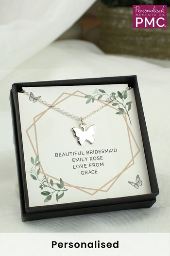 Personalised  Sentiment Box Butterfly Necklace by PMC (K55102) | £15