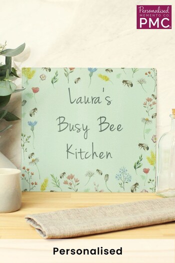 Personalised Floral Glass Chopping Board/Worktop Saver by PMC (K55110) | £20