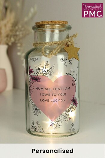 Personalised Floral LED Glass Jar by PMC (K55111) | £17