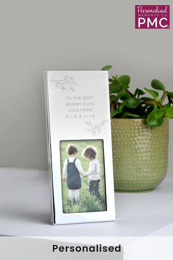 Personalised Small Floral 2x3 Silver Photo Frame by PMC (K55112) | £10