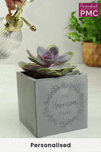 Personalised Wreath Concrete Plant Pot by PMC (K55113) | £15