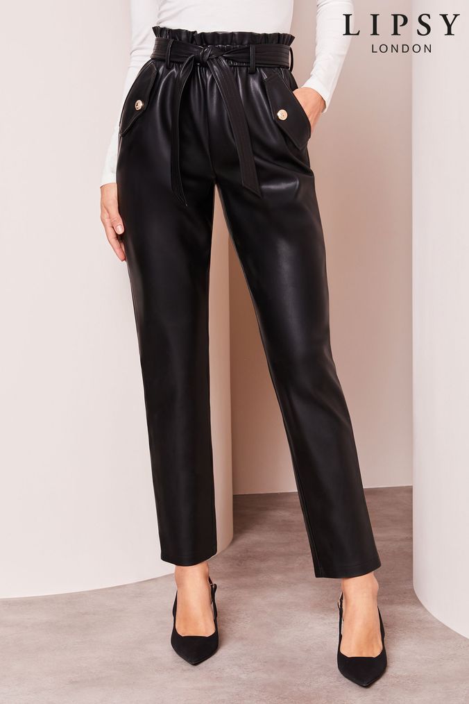 FabAlley Trousers and Pants  Buy FabAlley Black Striped Paper Bag High Waist  Trousers Online  Nykaa Fashion