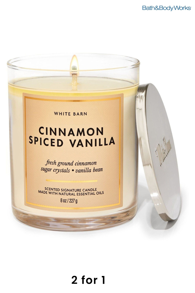 Bath & Body Works CinnamnSpcdVanlla Cinnamon Spiced Vanilla Signature Single Wick Candle 8 oz / 227g (K55274) | £23.50