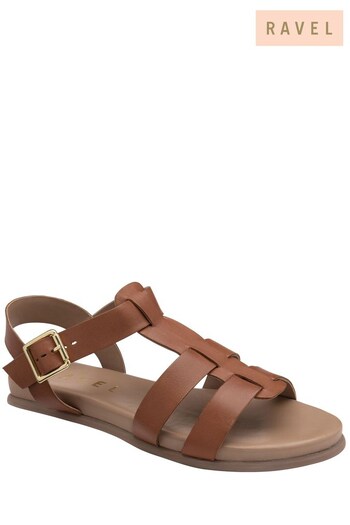 Ravel Brown Gladiator Leather Padded Sock Sandal With Buckle Fastening (K55278) | £70