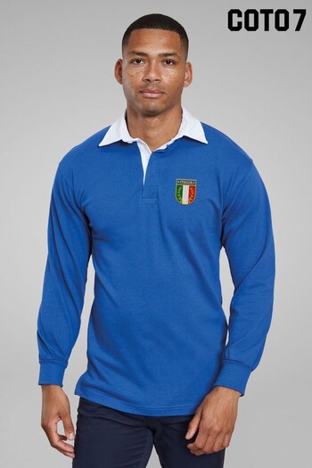 Coto7 BLUE Personalised Italy Retro Rugby Badge Men's Rugby Shirt by Coto7 (K55294) | £45